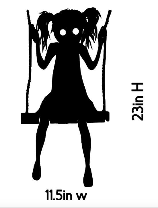 Halloween Spooky Girl Swinging Window Cling Decal | 23H | Reusable| Halloween Decals