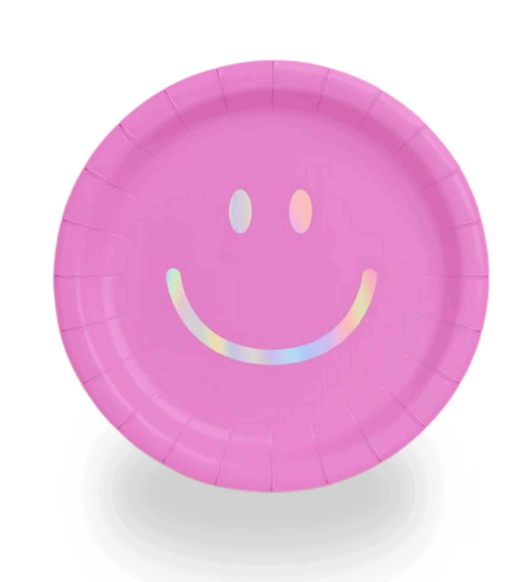 Smiley Face Party Plates Multicolor | Pink Green Purple Orange Tableware | Dinner and Dessert