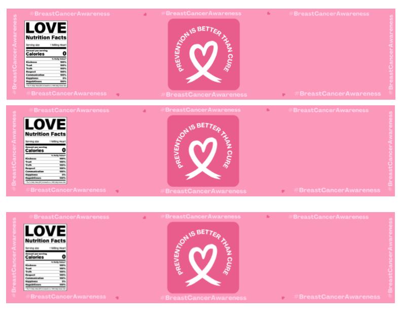 Pink Ribbon Water Bottle Stickers | 12 Pack | Breast Cancer Awareness | Fundraiser Favors