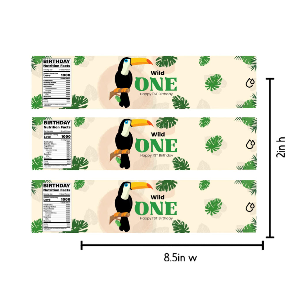 Safari 1st Birthday Water Labels | Wild 1 Bottle Stickers | Glossy Party Decor