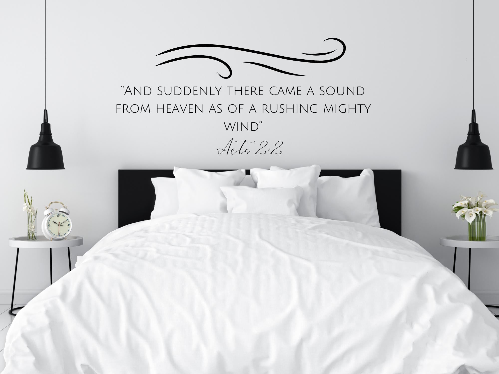 Acts 2:2 Scripture Wall Decal | Inspirational Bible Verse | Black Vinyl Large