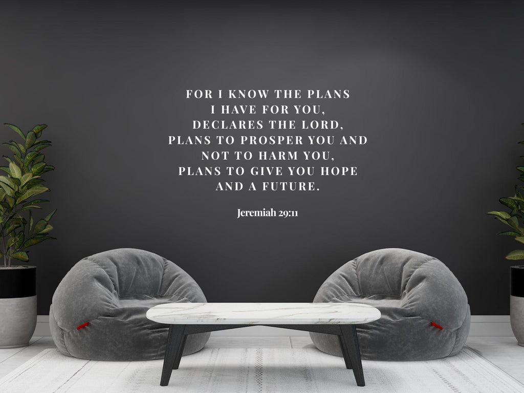 Jeremiah 29:11 Bible Verse Wall Art | Faith Based Motivation | Vinyl Wall Decals