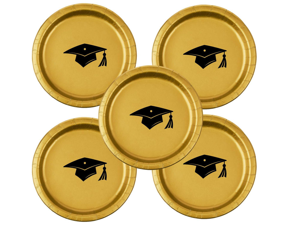 Graduation Party Paper Plates Set | Gold Tableware | 40 Piece Kit