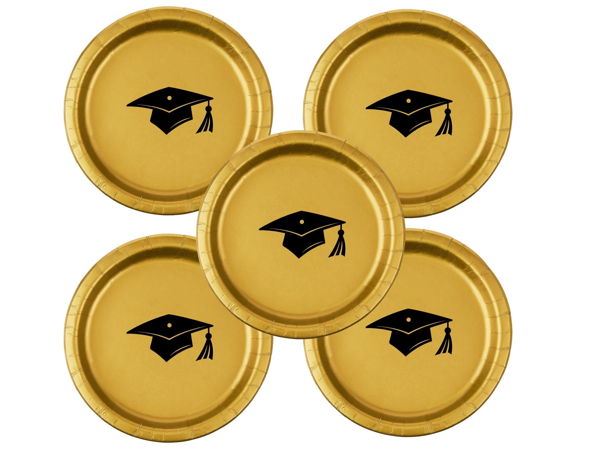 Graduation Party Paper Plates Set | Gold Tableware | 40 Piece Kit