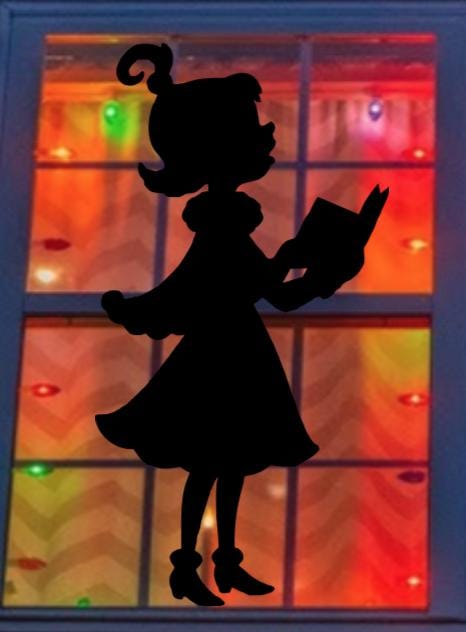 Holiday Window Cling Decal |Girl Singing | Black Silhouette |Large Reusable Christmas Decals|22H
