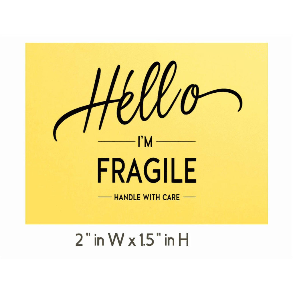Hello I'm Fragile Handle with Care Shipping Labels, Yellow, 2 x 1.5 inches, Pack of 68