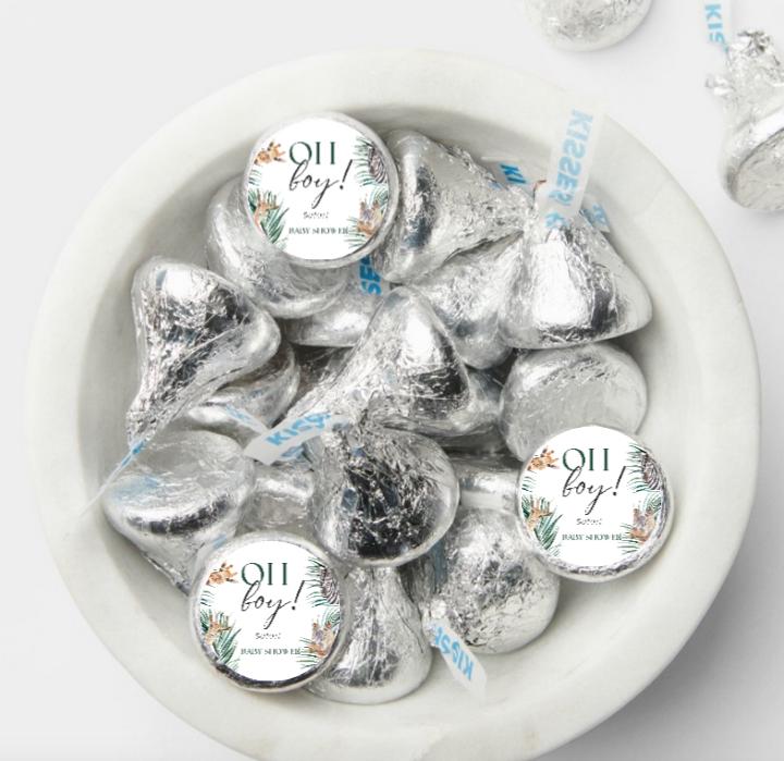 Oh Boy Safari Baby Shower| Chocolate Candy Sticker| 100ct| Glossy| favors