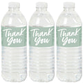Thank You Water Bottle Labels | Green Floral Design | 12 Count | Event Decorations