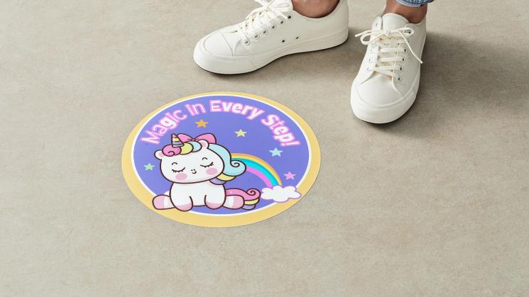 Cute Unicorn Floor Decals Set | 6x6 Vinyl Removable Stickers | Set of 4