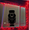 Large Christmas Nutcracker Window Cling Decal | Black Silhouette | 11.5" W × 23.5" H | Reusable Glossy Vinyl