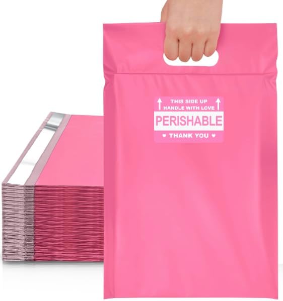 Pink Perishable Shipping Labels, Handle with Love, This Side Up, Set of 40 Stickers, 3in w x 2 in H