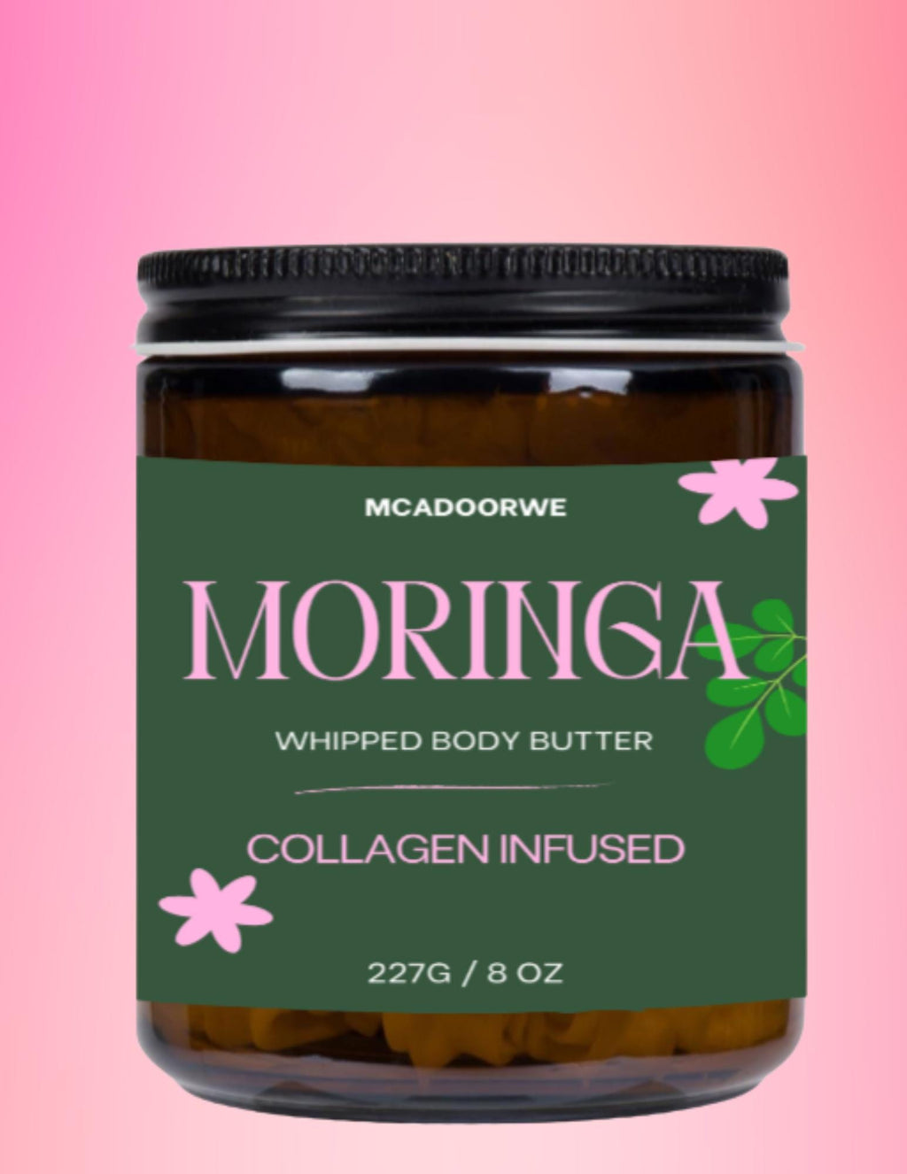 Moringa Whipped Body Butter | Handmade Organic Shea and Cocoa Butter | Luxurious 8 oz Jar