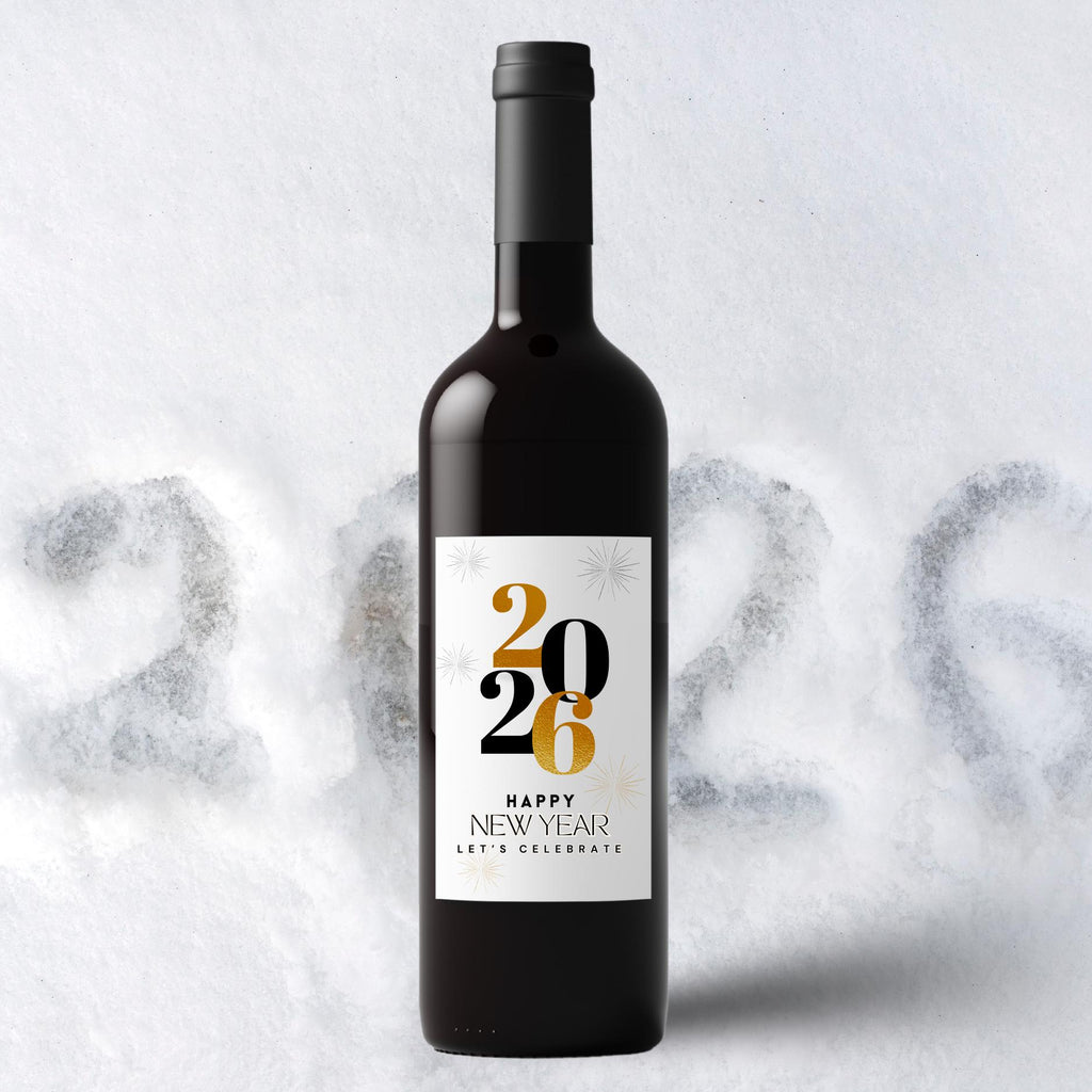 New Year Celebration Wine Labels | Custom Party Table Decor | Set of 4| Glossy