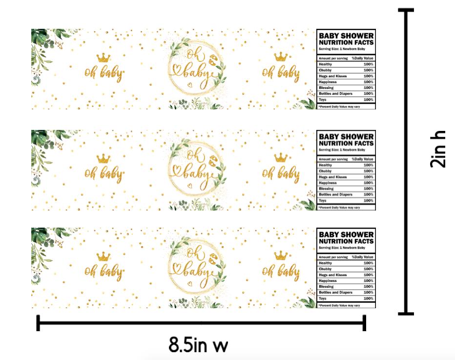 Water Bottle Wrappers | Ohh Baby Baby Shower | 12ct | Party Favor Labels