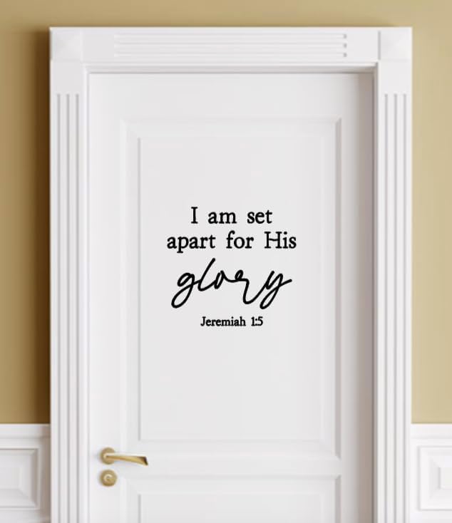 Religious Wall Decal, Jeremiah 1:5 Bible Verse Quote, I Am Set Apart for His Glory, Black Scripture Art