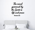Religious Wall Decal, Romans 8:6 Bible Verse Quote, 11.5x12 inches, Black Script