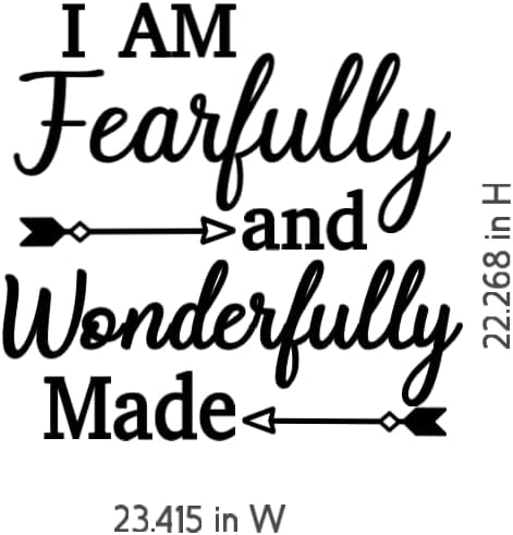 Inspirational Wall Decal 'I Am Fearfully and Wonderfully Made', Arrow Design, 23.4x22.3 inches, Black