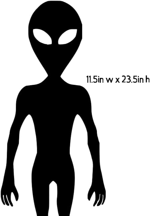 Spooky Halloween Alien Silhouette Wall Decal, Halloween Window Decoration, 11.5 x 23.5 inches, Black, Reusable