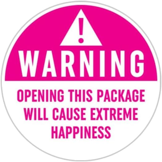Warning Package Stickers, 2x2 Inches, Pink and White, Set of 100