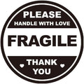 Fragile Handle with Love Shipping Labels, 1.2 inch Round Stickers, Black and White, Set of 72