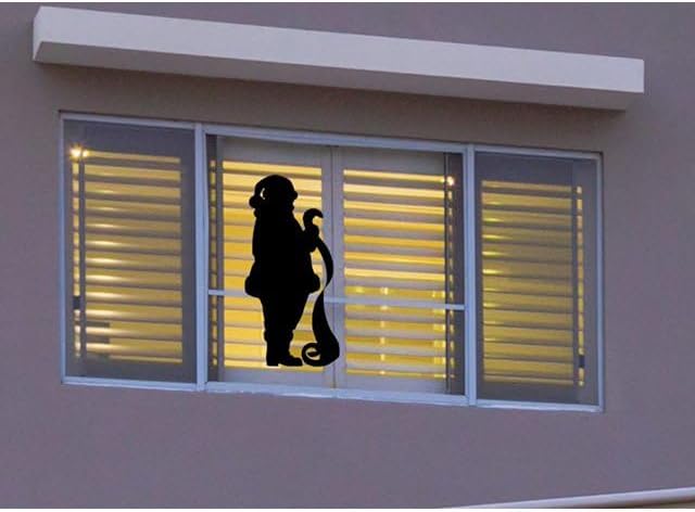 Large Christmas Santa Claus with Naughty or Nice List Window Cling Silhouette Decal