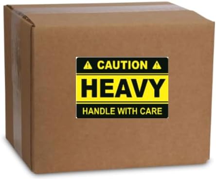 Caution Heavy Handle with Care Warning Labels, 3 x 2 inches, 40 Pack, Black and Yellow