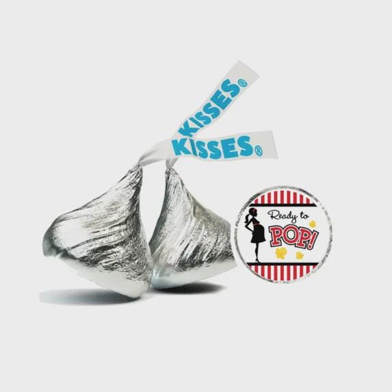 Ready to Pop Baby Shower Chocolate Candy Labels, 3/4 Inch Round Stickers, 100 Count