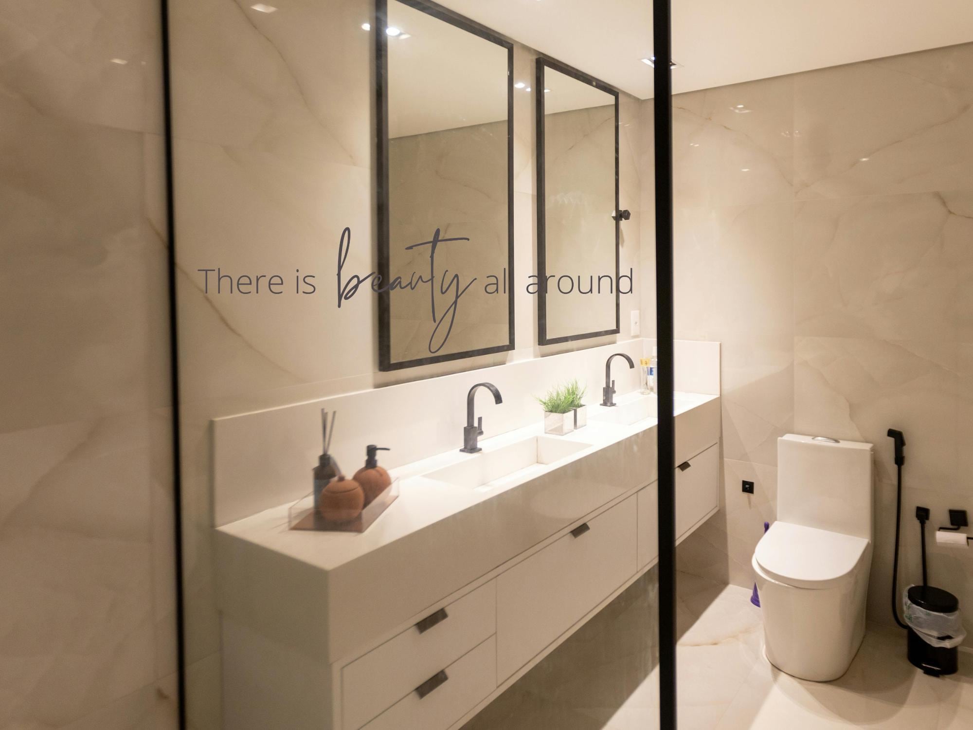 There Is Beauty All Around Inspirational Wall Decal | Black| Large Vinyl Decal| Durable| 7x23.5in