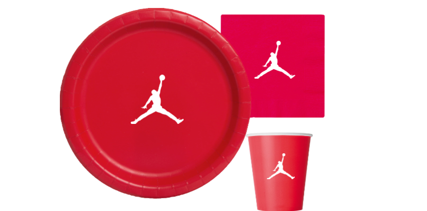 Custom shoe Paper Party Plates Set, Red, 60 Count, Basketball Theme, Jumpman