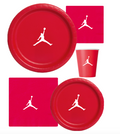 Custom shoe Paper Party Plates Set, Red, 60 Count, Basketball Theme, Jumpman