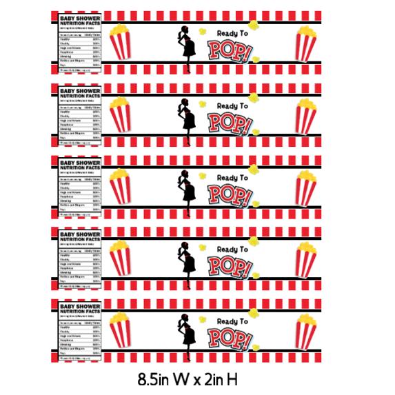 Ready to Pop Baby Shower Water Bottle Labels, Nutrition Facts, 12pcs
