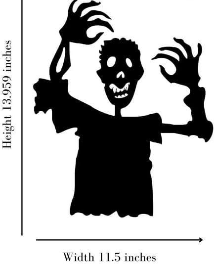 Halloween Window Silhouette Decoration, Zombie Shadow Figure, 11.5 W x 13.559 inches, Black, Reusable