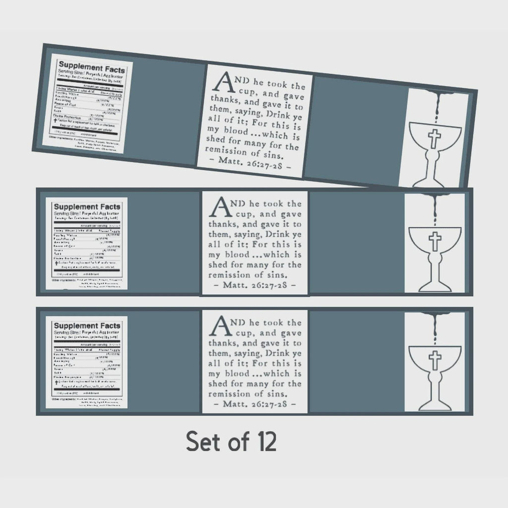 Matthew 26:27-28 Scripture Water Bottle Labels, Chalice Design, Set of 12