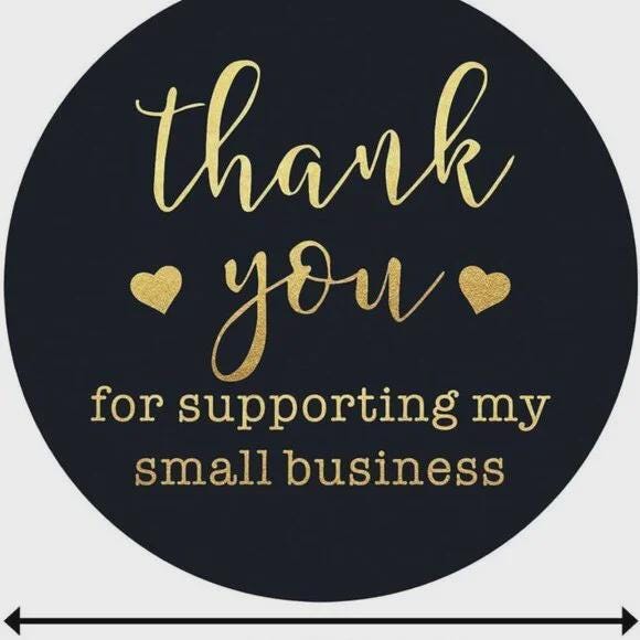Thank You for Supporting Small Business Stickers, 1.5 inch, Black and Gold, 75 Pcs