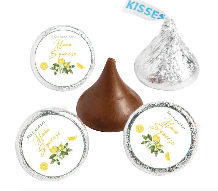 She Found Her Main Squeeze Stickers | Lemon-Themed Glossy 0.75" Candy Labels | Wedding