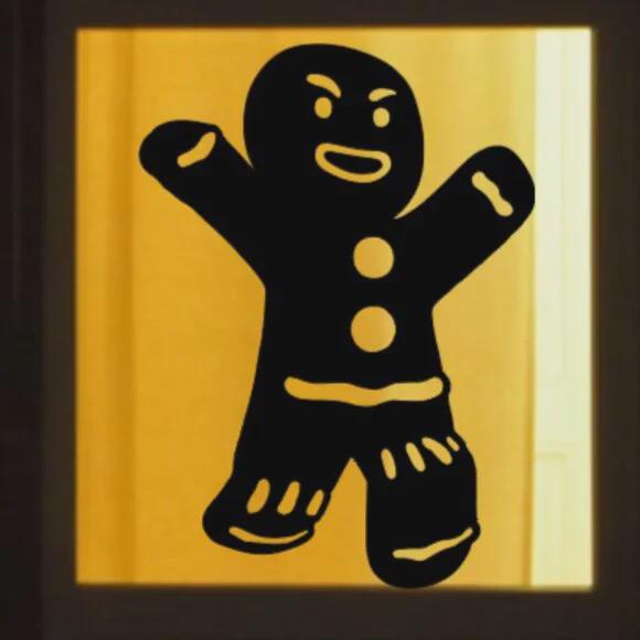 Running Christmas Reusable Gingerbread Man Window Cling Silhouette Decal 23.5h