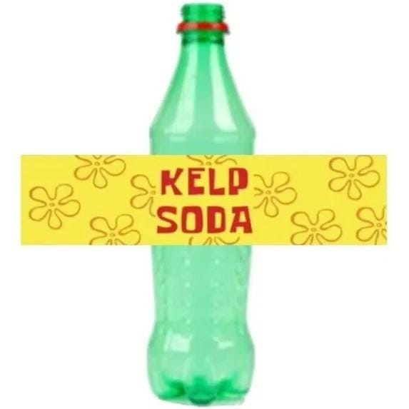 Kelp Soda Water Bottle Labels, Squarepants Party Decorations