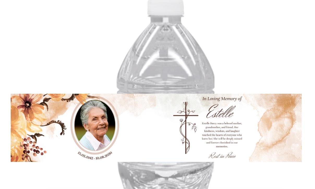Personalized Funeral Water Bottle Labels |12pcs | In Loving Memory| Memorial Bottle Stickers|White Floral Design