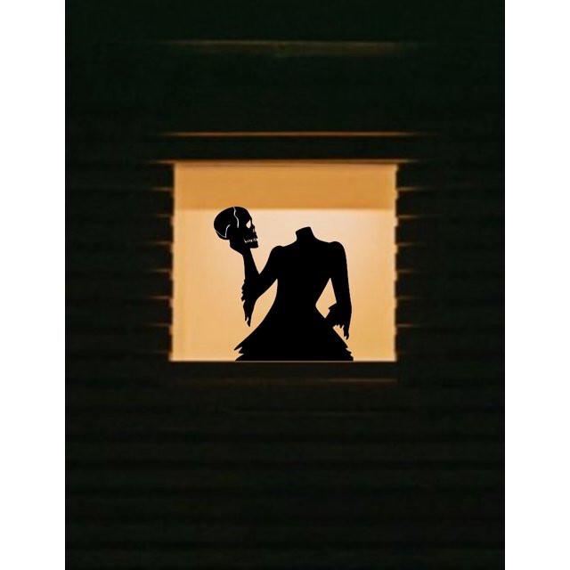 Spooky Woman Window Cling Silhouette Decal:Halloween Durable-Halloween Decor