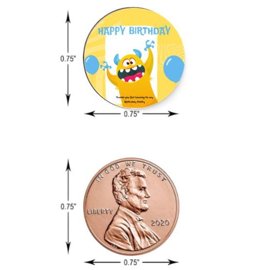 Monster Theme Birthday Candy Kiss Labels | 100| Glossy|Kids Monster Party Labels