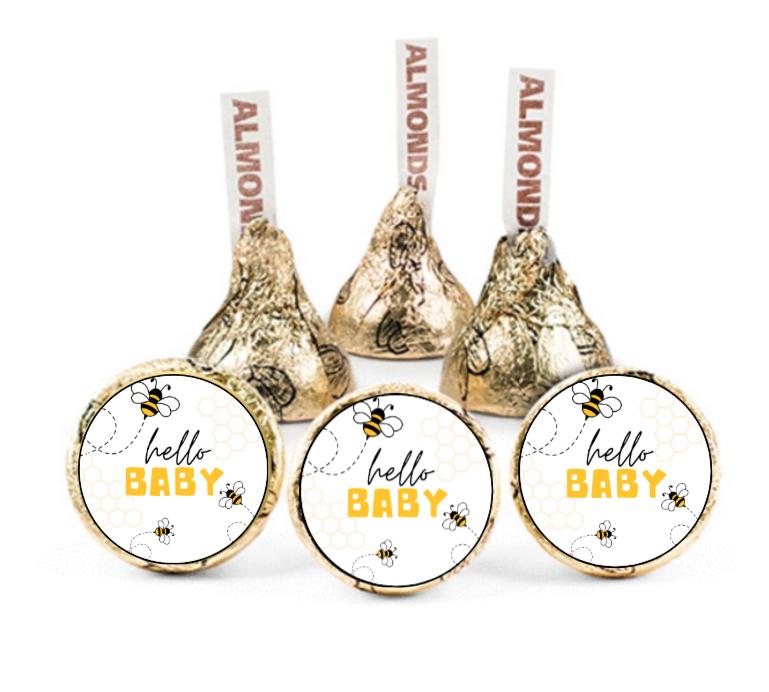 Hello Baby Kisses Candy Stickers | 100ct|Bumble Bee Theme Favors|Shower Favors