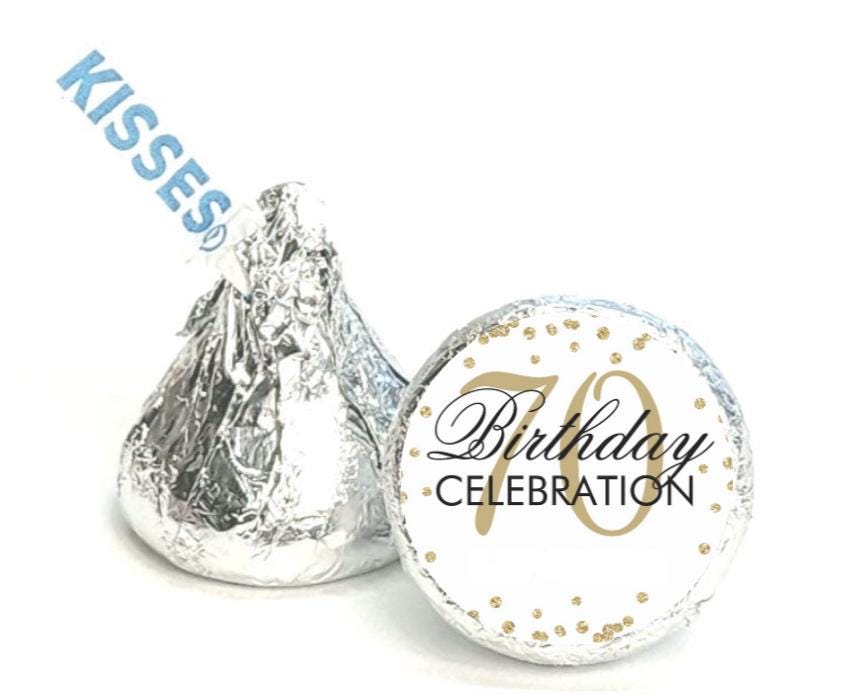 70th Birthday Celebration Mini Candy Labels | Set of 100| Glossy| 0.75in
