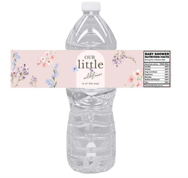 Our Little Wildflower is On The Way Water Bottle Labels | Elegant| 12ct|Floral Baby Shower