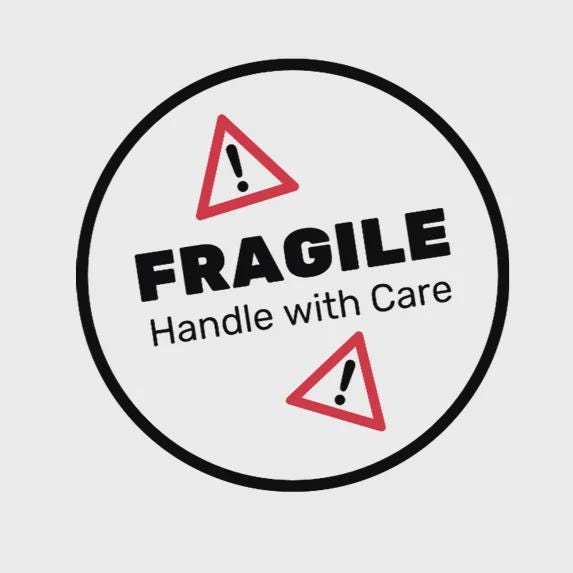 Fragile Handle with Care Warning Stickers, 2 inch Round, Set of 100