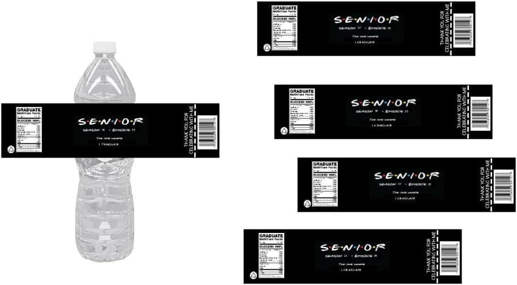 Senior Graduation Water Bottle Labels, Season 20 Episode 25, 8.5 x 2 in, 12pcs