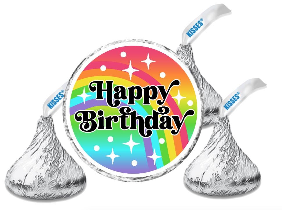 Happy Birthday Rainbow Mini Chocolate Labels | Waterproof 0.75in Stickers