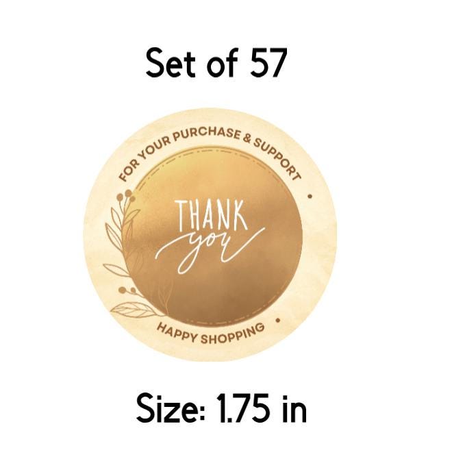 Customer Appreciation Stickers | 57ct| Gold and Brown|Small Business| Thank You for your Purchase Stickers