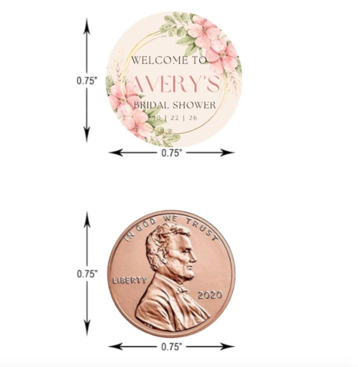 Bridal Shower Chocolate Candy Labels | Custom Floral Chocolate Candy Labels | Personalized Name and Date | 100 Round Stickers