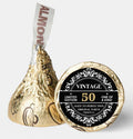 Vintage 50th Birthday Kisses Candy Stickers | 100ct|Glossy|0.75in