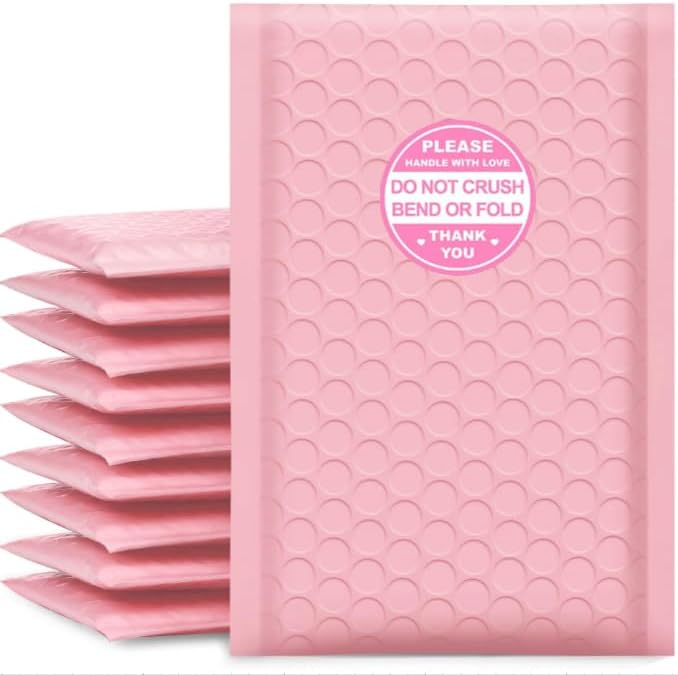 Pink Fragile Shipping Labels, 72 Pack, Handle with Love Warning Labels, Do Not Crush Bend or Fold
